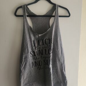 Gray Sleeveless Relaxed Cut Out Tank Top